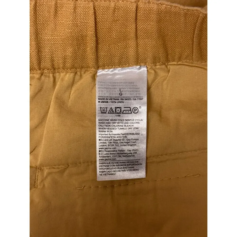 Banana Republic Pants Large Womens Gold Linen Track Stripe Wide Leg Trouser